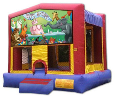 15' x 15' Animal Happy Birthday MoonBounce, Bounce House or Moonwalk Rental